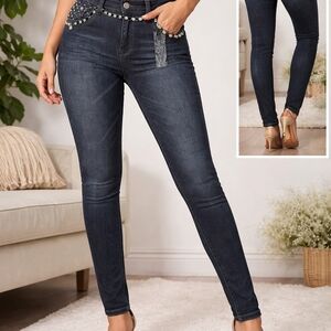 NWT, LA Idol Jeans, Women's Black Jeans with Plenty of rhinestones, Sz 15